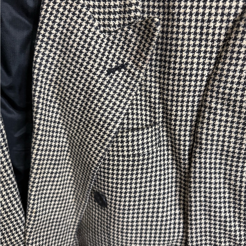 Vintage RARE Guy Laroche 100% Silk Houndstooth Blazer Men's 40R Double Breasted - Picture 11 of 12